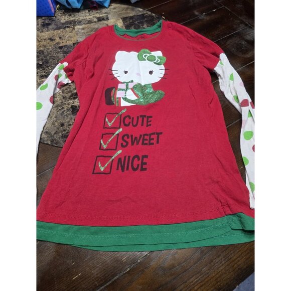 Hello Kitty Christmas T-shirt Long Sleeve Women's Large Cute Sweet Nice - Picture 1 of 5